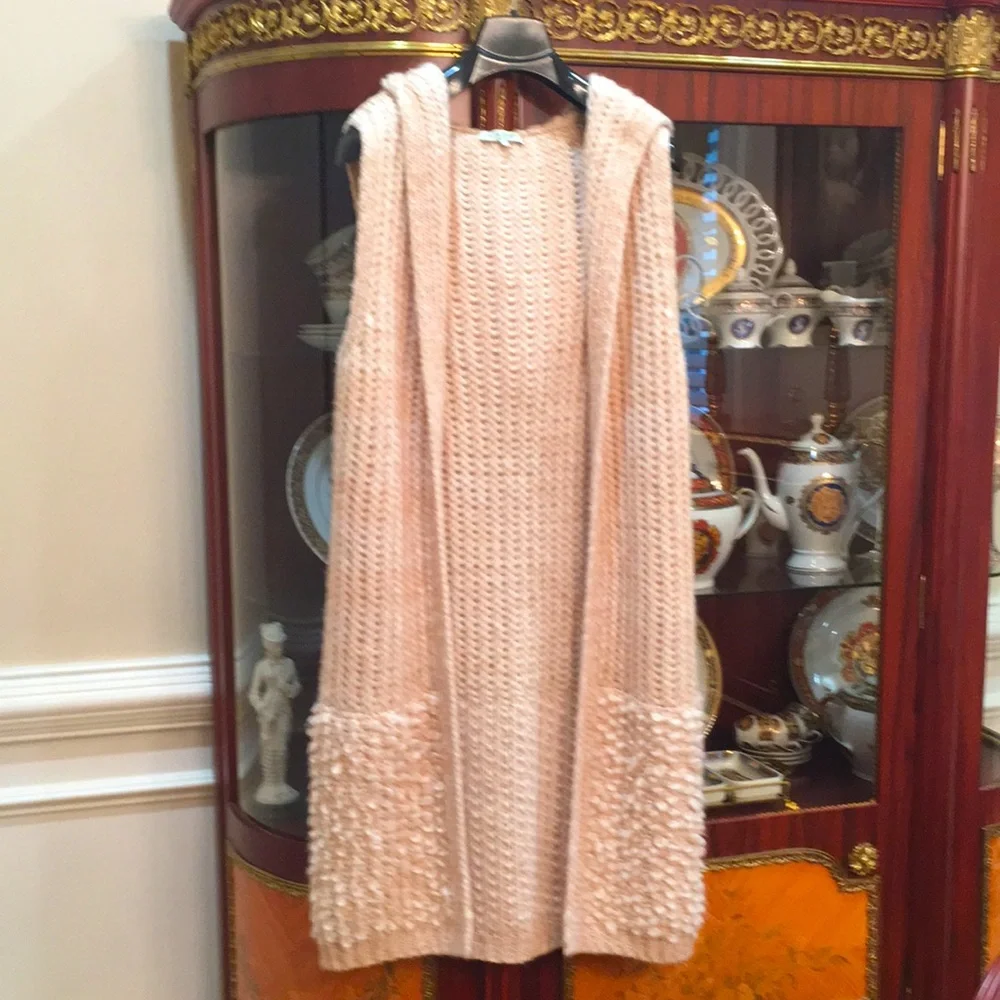 Cocogio Made in Italy Hooded Wool Blend long sleeveless cardigan sz.M